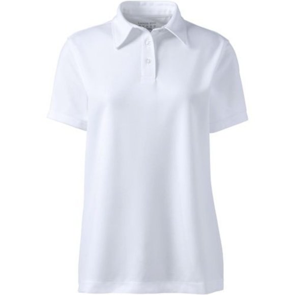 NWT LANDS' END SHORT SLEEVE POLYESTER MOISTURE WICKING PIQUE POLO WHITE MEDIUM - Picture 1 of 8